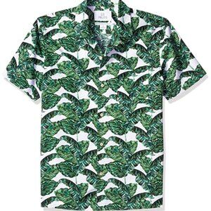 28 Palms Hawaiian Shirt Mens XXL Green White Aloha